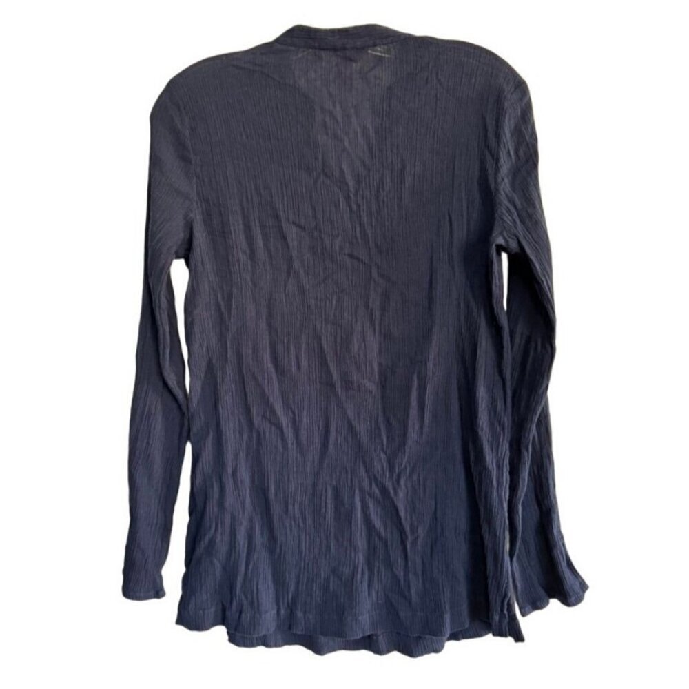 Lilly Pulitzer Freya Crochet Tunic Top Navy Blue Gauze V-Neck Floral Women's S - Picture 2 of 7